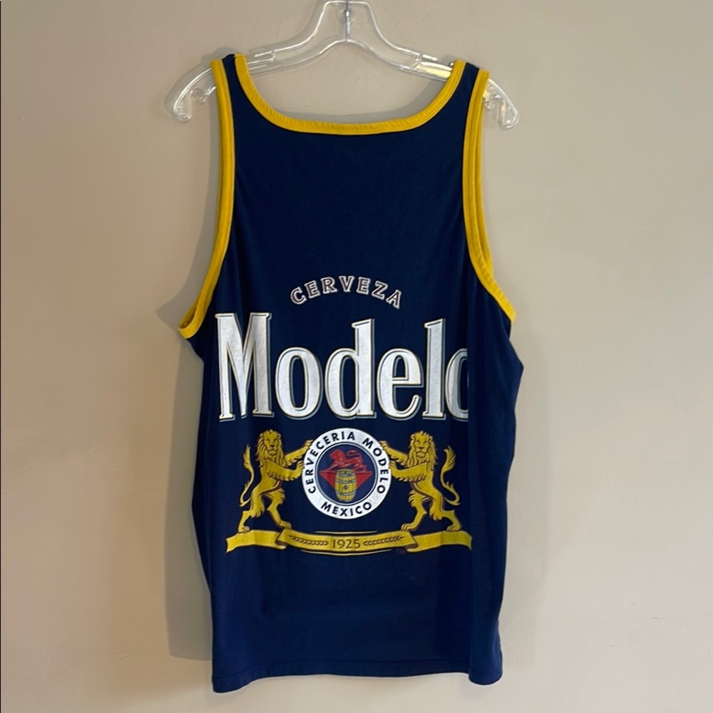 Cerveza Modelo Navy Blue Yellow Tank Top Shirt Men’s 2XL 50-52 Mexico Beer